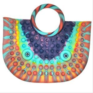 Fidget Pop It Bubble Silicone Handbag Eyeballs Rainbow Tie Dye